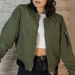 Army green bomber jacket